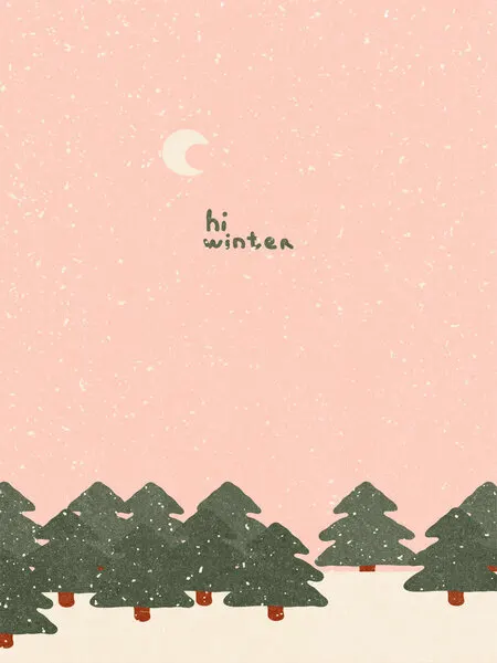 Magical snowfall in the forest. Hello winter, wall art by NKTN