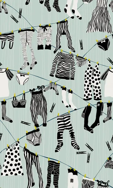 Whimsical Laundry Day, wall art by Annick
