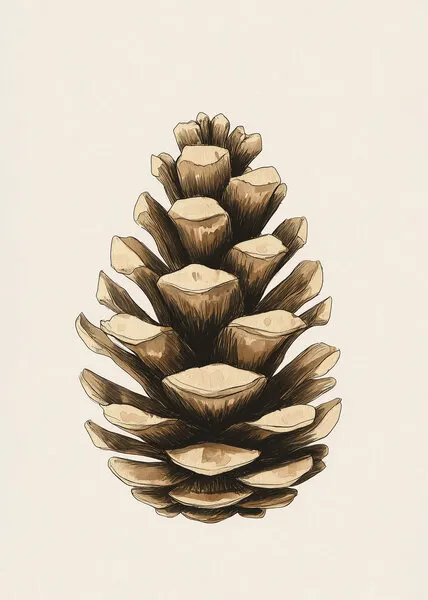 Natural Pine Cone Drawing, wall art by Pictufy Studio IV