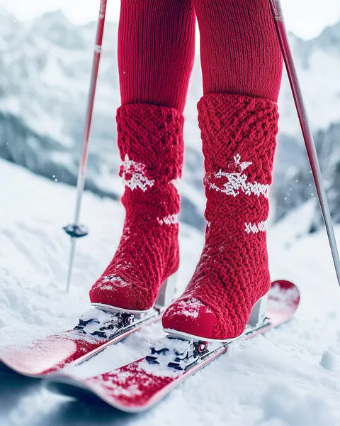 Festive Red Ski Boots, wall art by Pictufy Studio IV