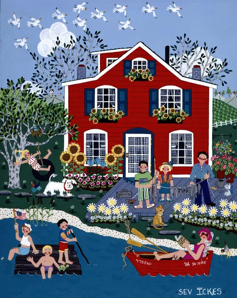Little Red Cottage, wall art by Sev Ickes