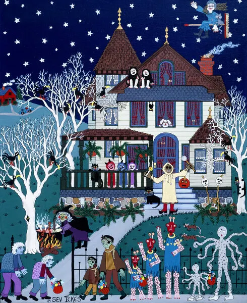 Spooky Halloween House, wall art by Sev Ickes
