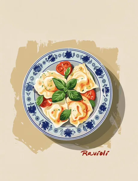 Ravioli Delight, wall art by Emel Tunaboylu