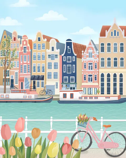 Amsterdam City, wall art by Petra Lizde