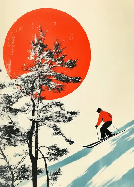 Skier Red Sun, wall art by Andreas Magnusson