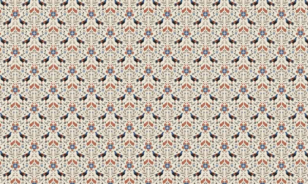 Roosters Beige Pattern, wall art by Anis Illustration