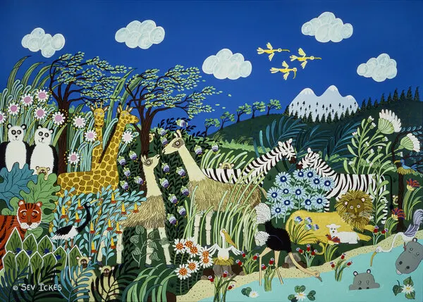 Whimsical Animal Jungle, wall art by Sev Ickes