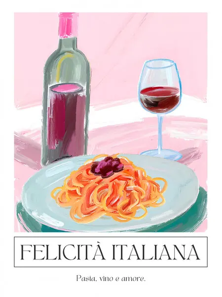 Italian Pasta and Wine, wall art by Ohkimiko