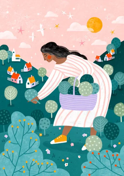 Idyllic Village Gathering, wall art by Bea Müller