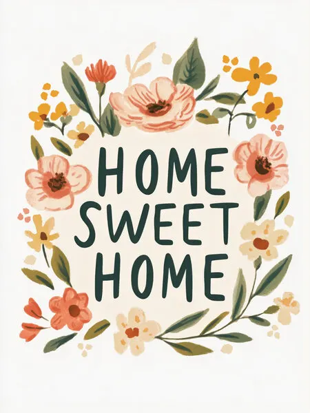 Floral Welcome Sign, wall art by Treechild