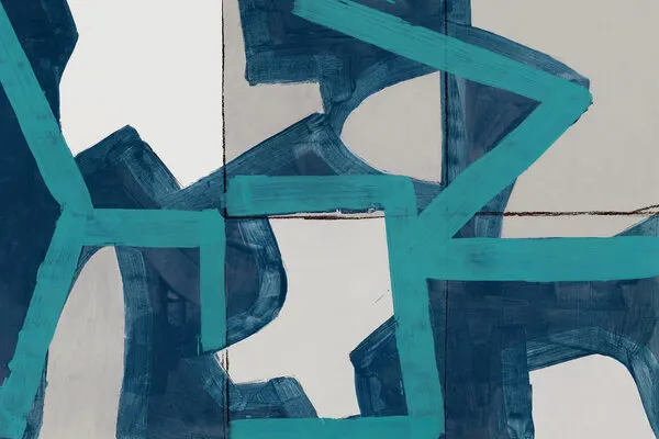 Geometric Blue Abstraction, wall art by cartissi