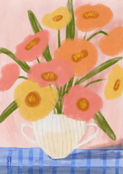 Cheerful Table Flowers, wall art by Dirkie Nell