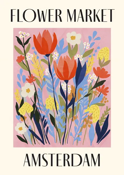 Flower Market Amsterdam, wall art by Dirkie Nell