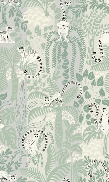Whimsical Jungle Lemurs, wall art by Annick