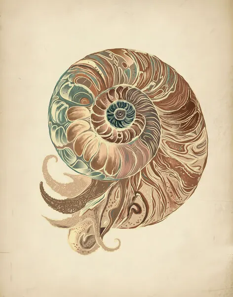 Elegant Nautilus Shell, wall art by Josie George