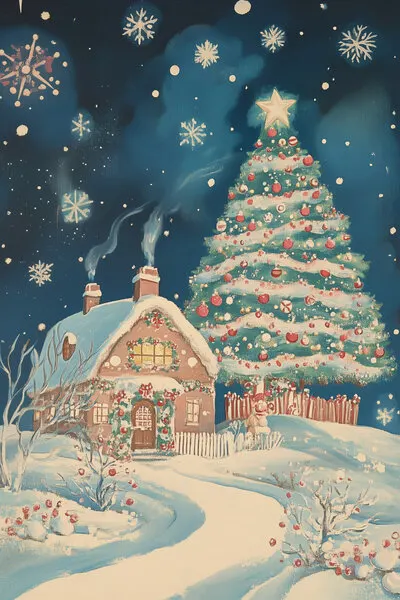 Snowy Christmas Night, wall art by Melloi Art Prints