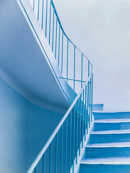 Blue Steps | Architectural Minimalism, wall art by Raisa Zwart