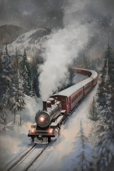 Snowy Mountain Express, wall art by Melloi Art Prints
