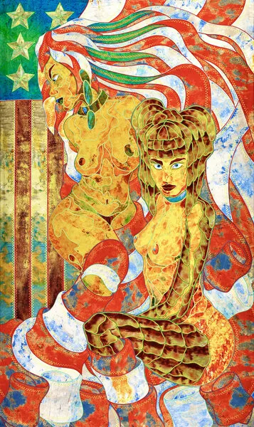 American Flag Women, wall art by Kostyantin Malginov