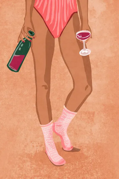 Wine and socks, wall art by Raissa Oltmanns