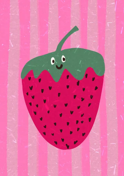 Hello strawberry, wall art by Raissa Oltmanns