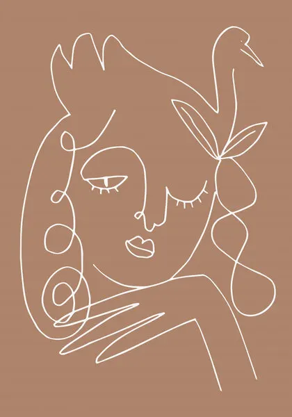 Serene Woman Bird, wall art by Pictufy Studio