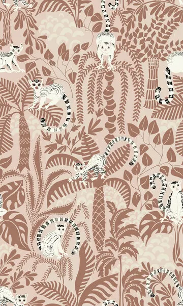 Pink Tropical Lemurs, wall art by Annick