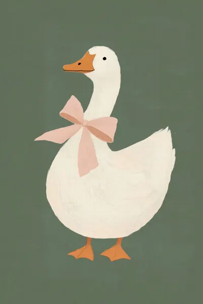 Pink Bow Goose, wall art by Melloi Art Prints