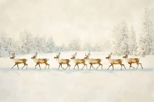 Reindeer In Winter Snow, wall art by Melloi Art Prints