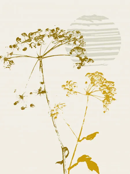 Abstract Golden Flowers, wall art by Annick