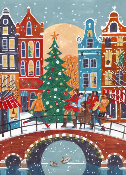 Snowfall in Amsterdam Christmas, wall art by Caroline Bonne Müller