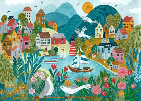 Coastal Village, wall art by Caroline Bonne Müller