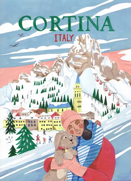 Travel Poster Woman in Cortina, Italy, wall art by Caroline Bonne Müller