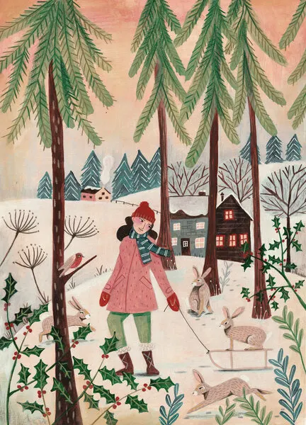 Walking in the snow Christmas, wall art by Caroline Bonne Müller