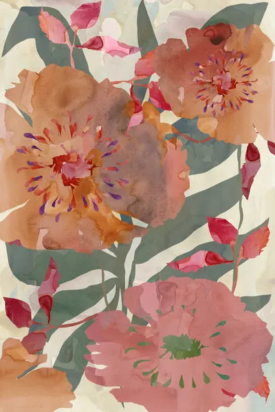 Warm Floral Blooms, wall art by casa cartissi