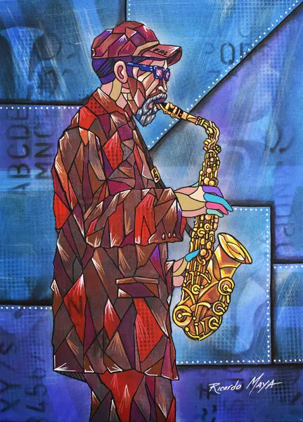 Geometric Jazz Man, wall art by Ricardo Maya