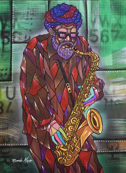 Colorful Jazz Musician, wall art by Ricardo Maya
