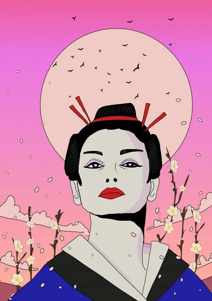 Serene Geisha Moon, wall art by Nicholas