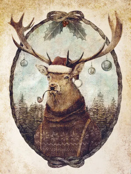 Thinking Wild Christmas, wall art by Mike Koubou
