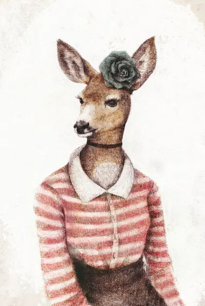 A Deer With A Human Body Shape, wall art by Mike Koubou