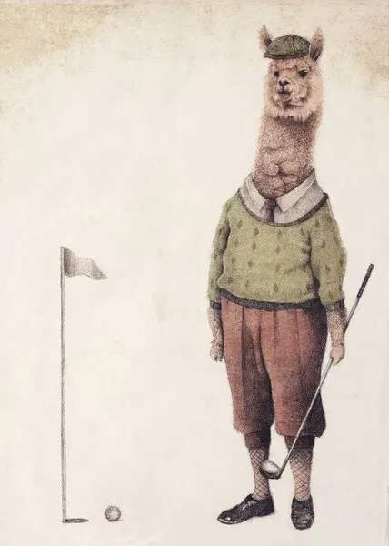 Alpaca Golf Club, wall art by Mike Koubou