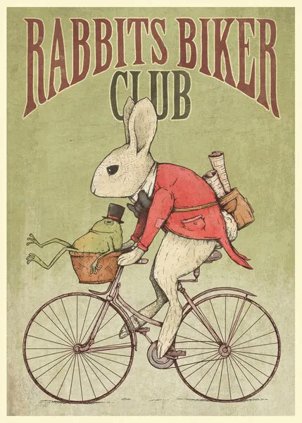Rabbits Biker Club, wall art by Mike Koubou