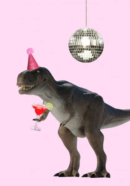 Dino's Disco Bash, wall art by Athene Fritsch