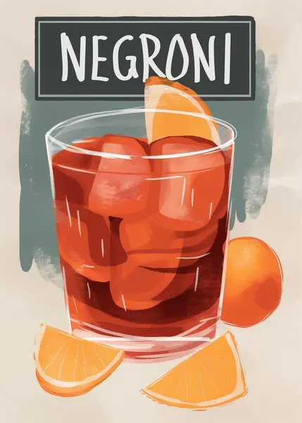 Classic Negroni Cocktail, wall art by Andreas Magnusson