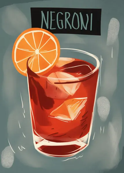 Classic Negroni Cocktail, wall art by Andreas Magnusson
