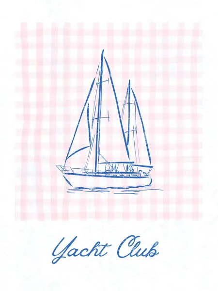 Yacht Club Sailboat Sketch, wall art by Jolly and Dash