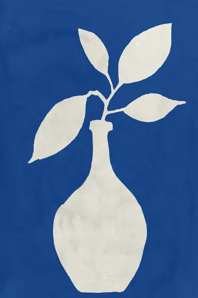 Blue Botanical Vase, wall art by cartissi