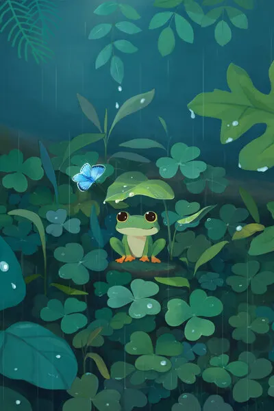 Rainy Day Frog, wall art by Xuan Thai