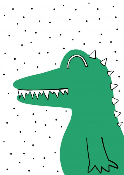 Smiling Green Crocodile, wall art by Bainai