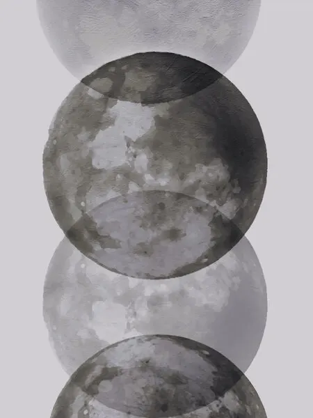 Stacked Lunar Phases, wall art by Emanuela Carratoni